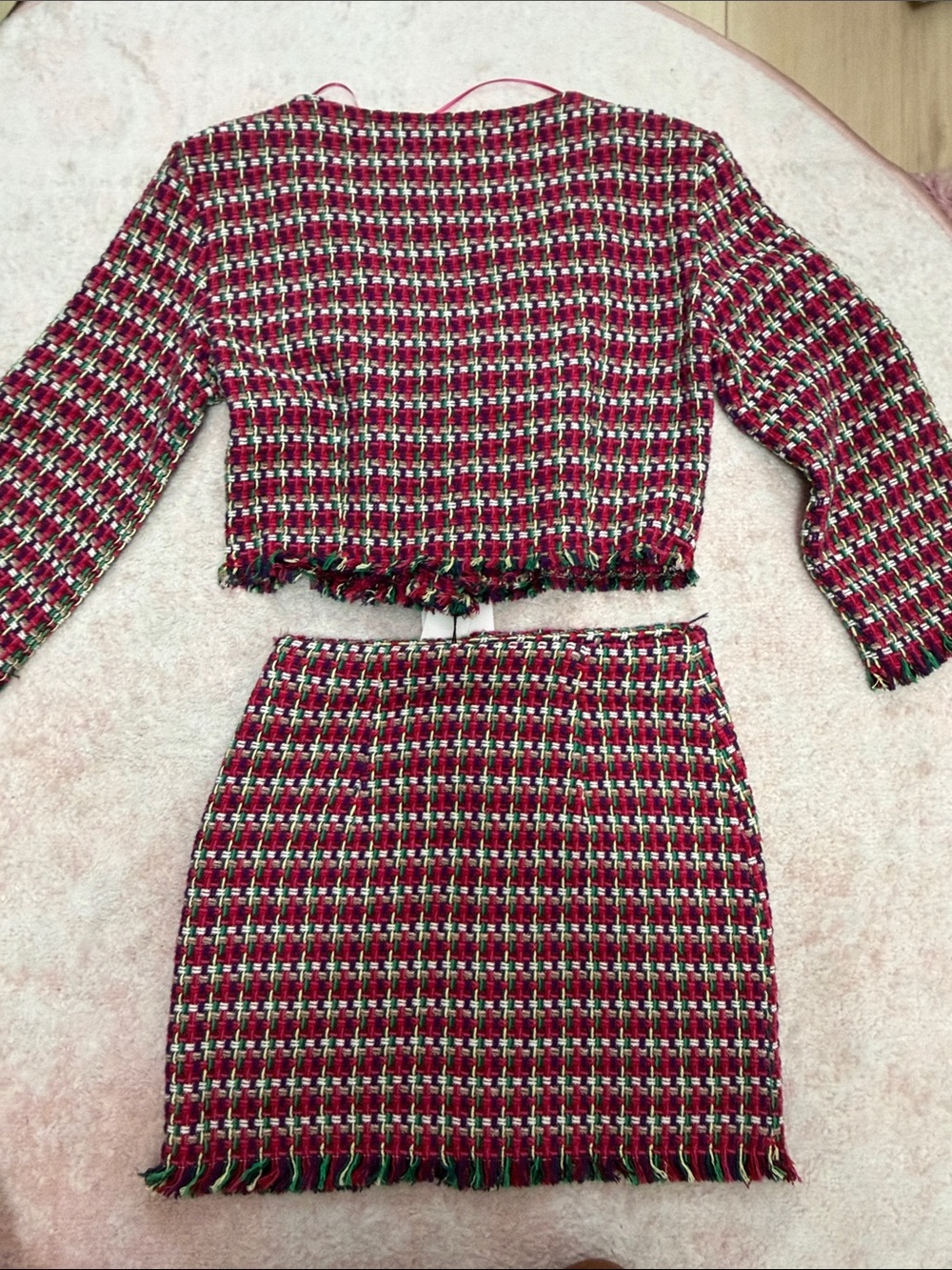 Zara Pink and Black Tweed Button-Front Mini Skirt Set - Picture 6 of 8